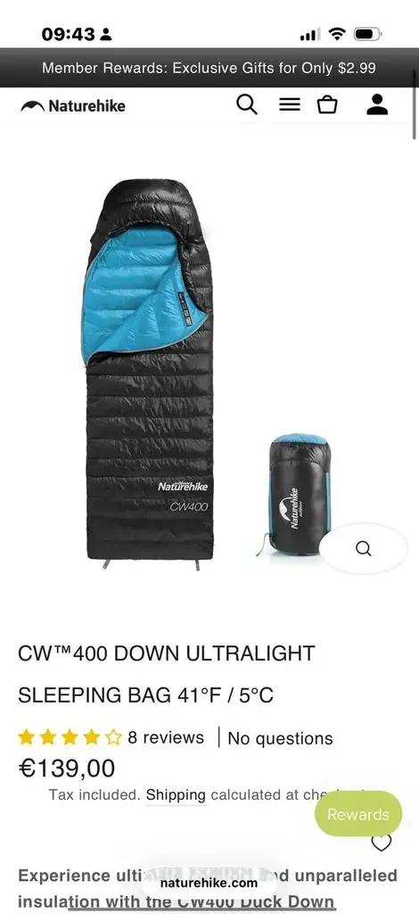 Продам спальный мешок от Nature Hike , гусиный пух , теплый и компактный (comfort 5°C) размер М -11…