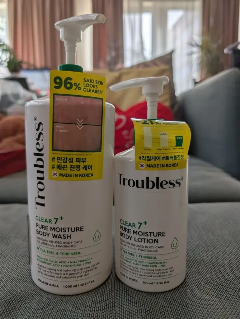 Продам корейский Troubless body lotion and body wash.