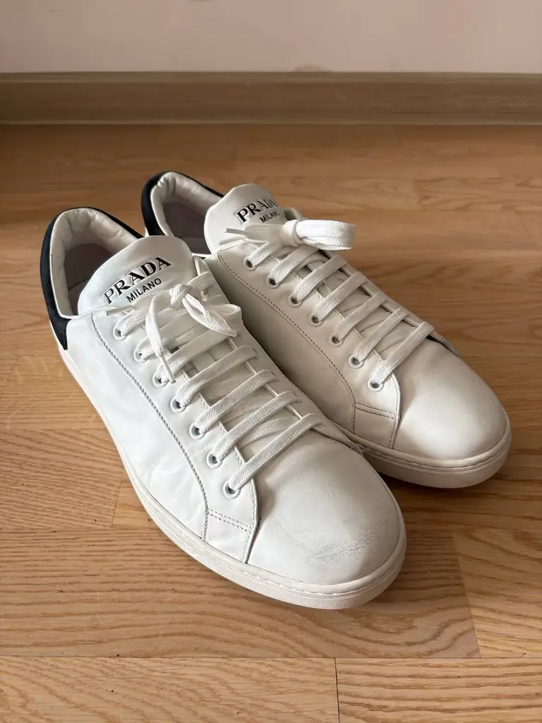 Original Prada White Leather Sneakers