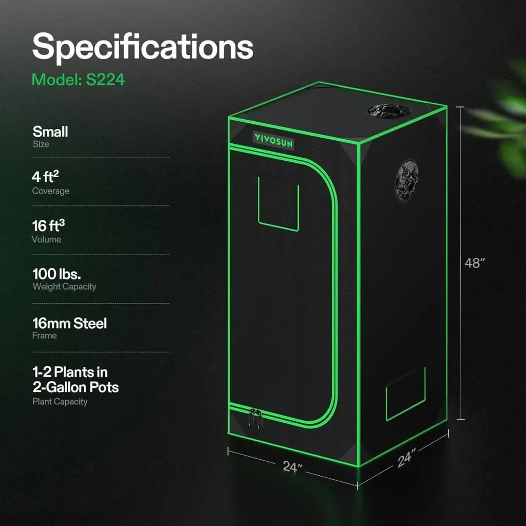VIVOSUN Mylar Hydroponic Grow Tent W/ Observation Window & Floor Tray Non Toxic