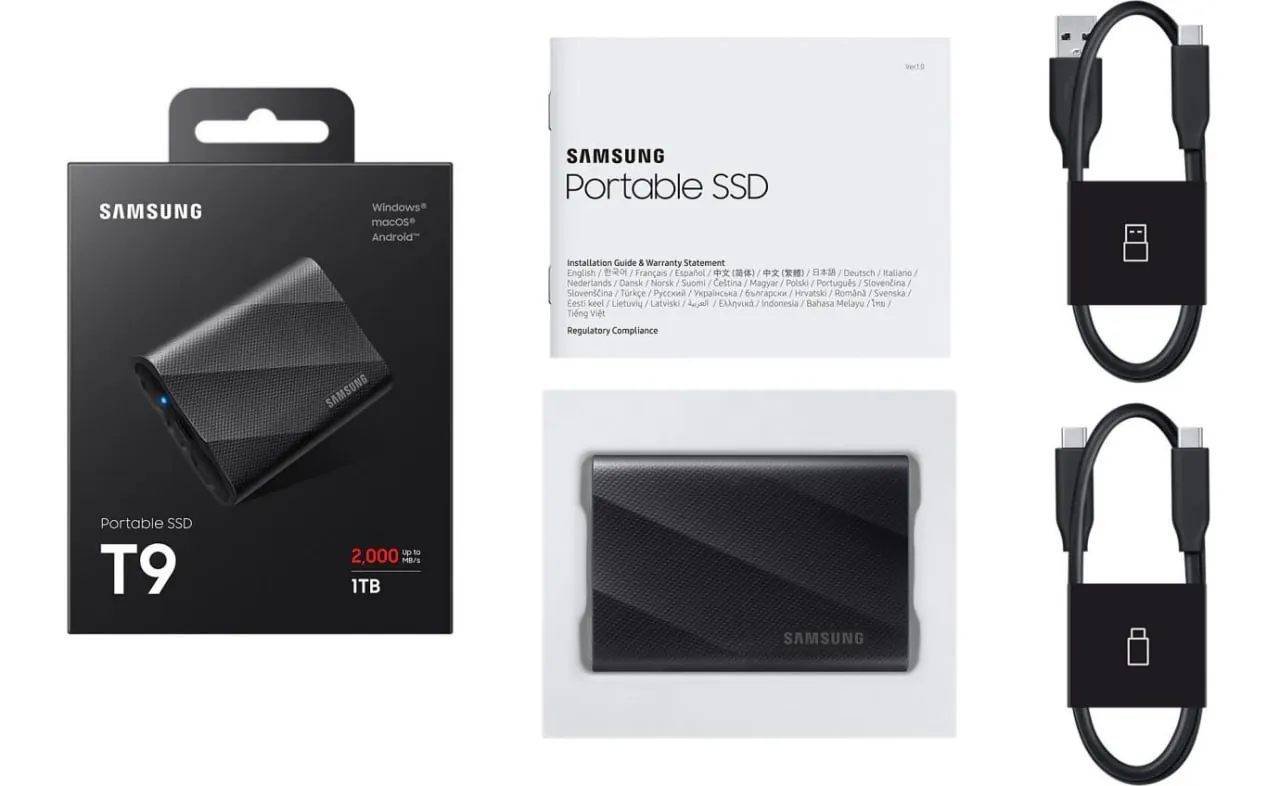 Samsung Portable SSD T9 Gen 2x2 1TB Black