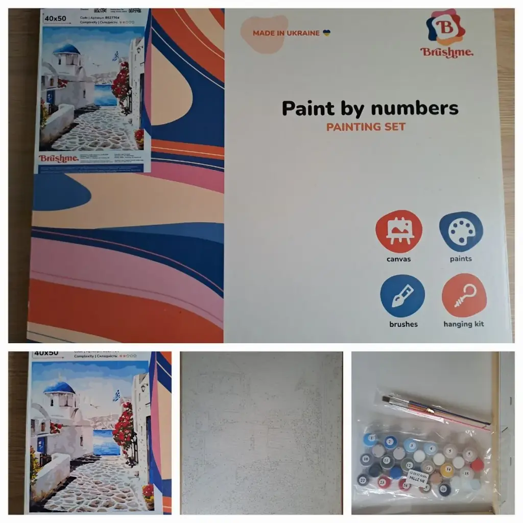 Картина по номерам (раскраска). 40×50, холст на подрамнике, вертикальная. Очаровательный греческий …