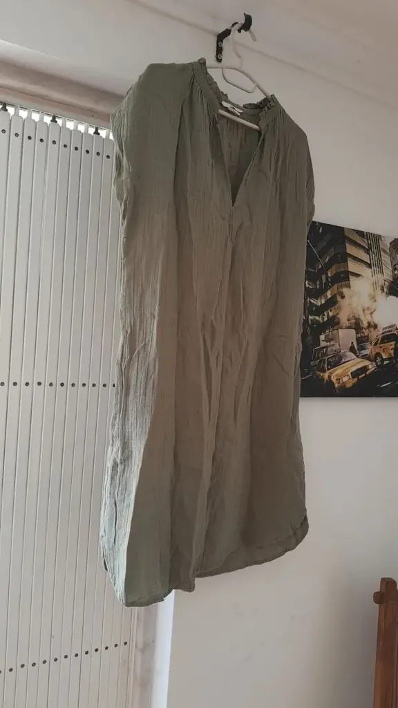 Туника цвета хаки из коттона, H&M, S, новая, 5€, Эшторил