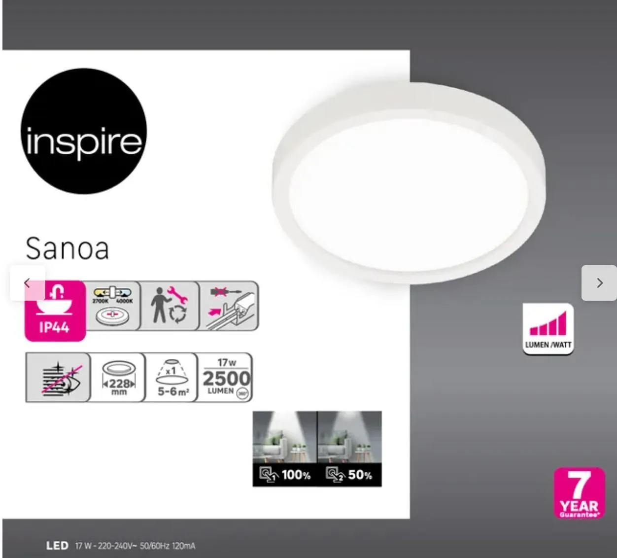 💡 LED светильник Inspire Sanoa (IP44)