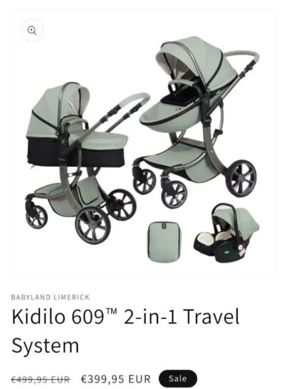 Kidilo 609™ 2-in-1 Travel System — коляска с автолюлькой и прогулкой.