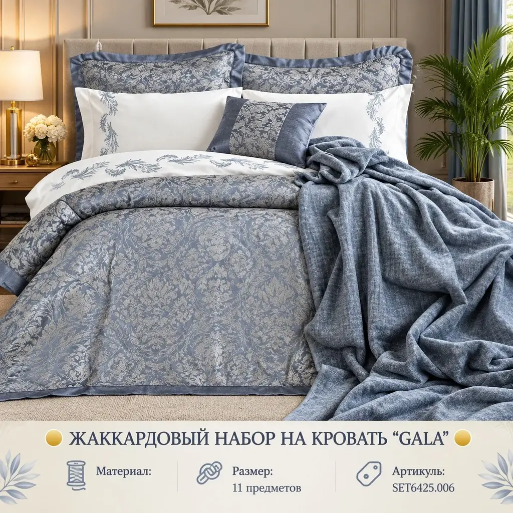 🟡ЖАККАРДОВЫЙ НАБОР НА КРОВАТЬ ''GALA'' 🟡