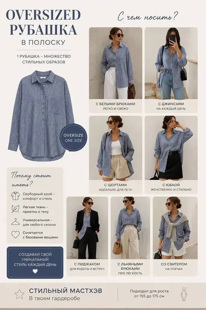 💙 Стильная хлопковая oversized рубашка ASOS в отличном состоянии