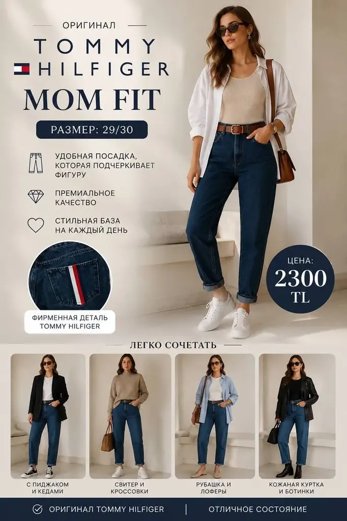 👖 Продаю оригинальные джинсы Tommy Hilfiger Mom Fit