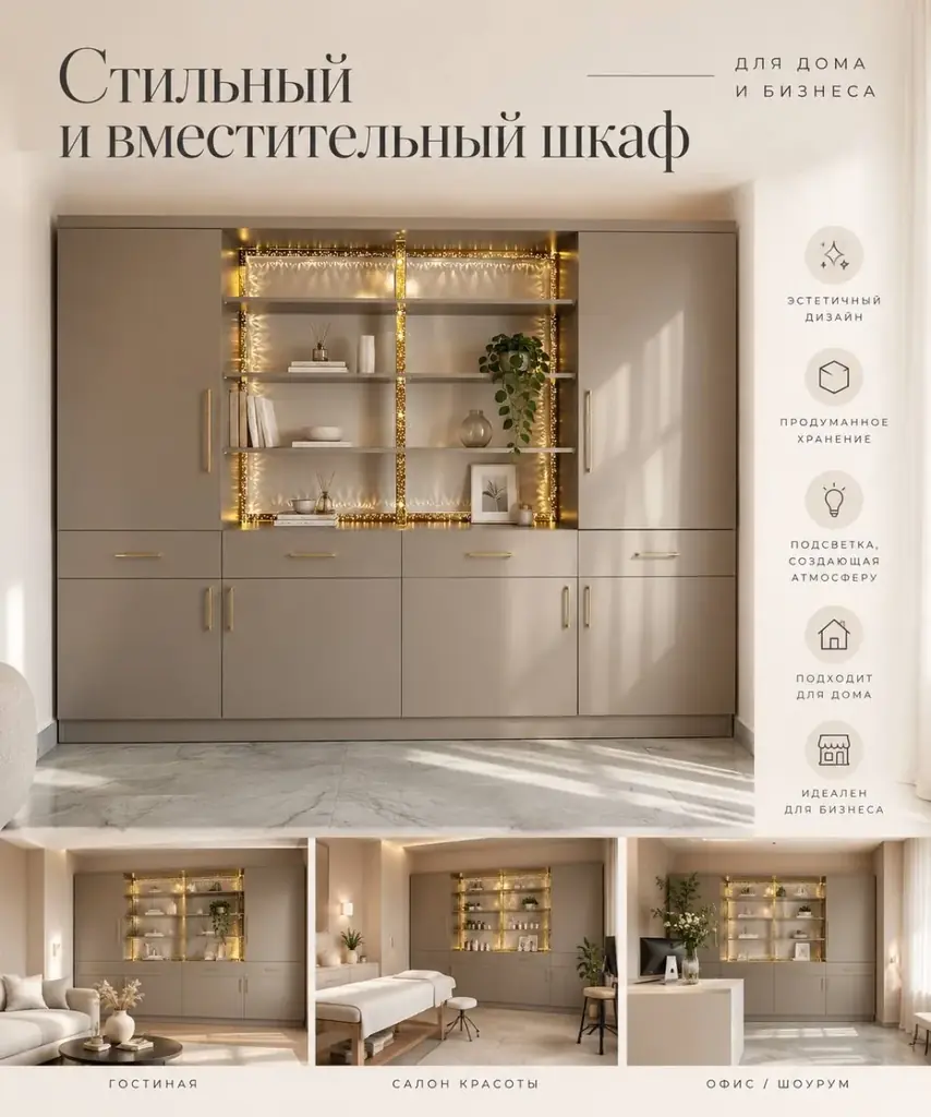 ПРОДАЁТСЯ БОЛЬШОЙ ШКАФ-ВИТРИНА С ПОДСВЕТКОЙ