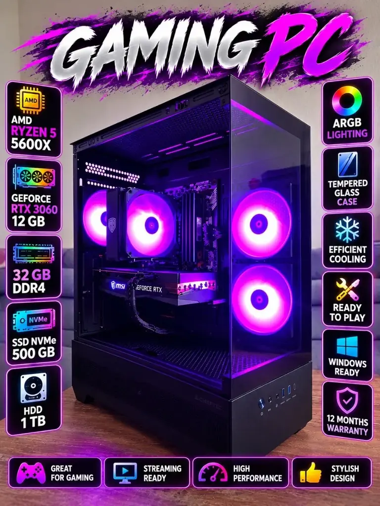 🔥💜 GAMING PC | RTX 3060 12GB 💜🔥