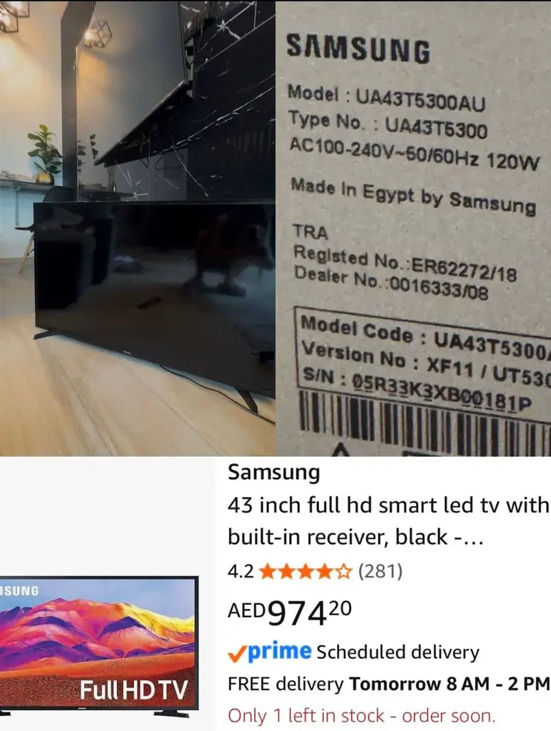 Продам телевизор абсолютно новый Samsung 43" T5300 Full HD Flat Smart TV , отдам за 800 aed, брали …