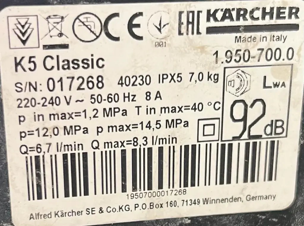 Karcher K5 Classic High Pressure Washer 630 AED