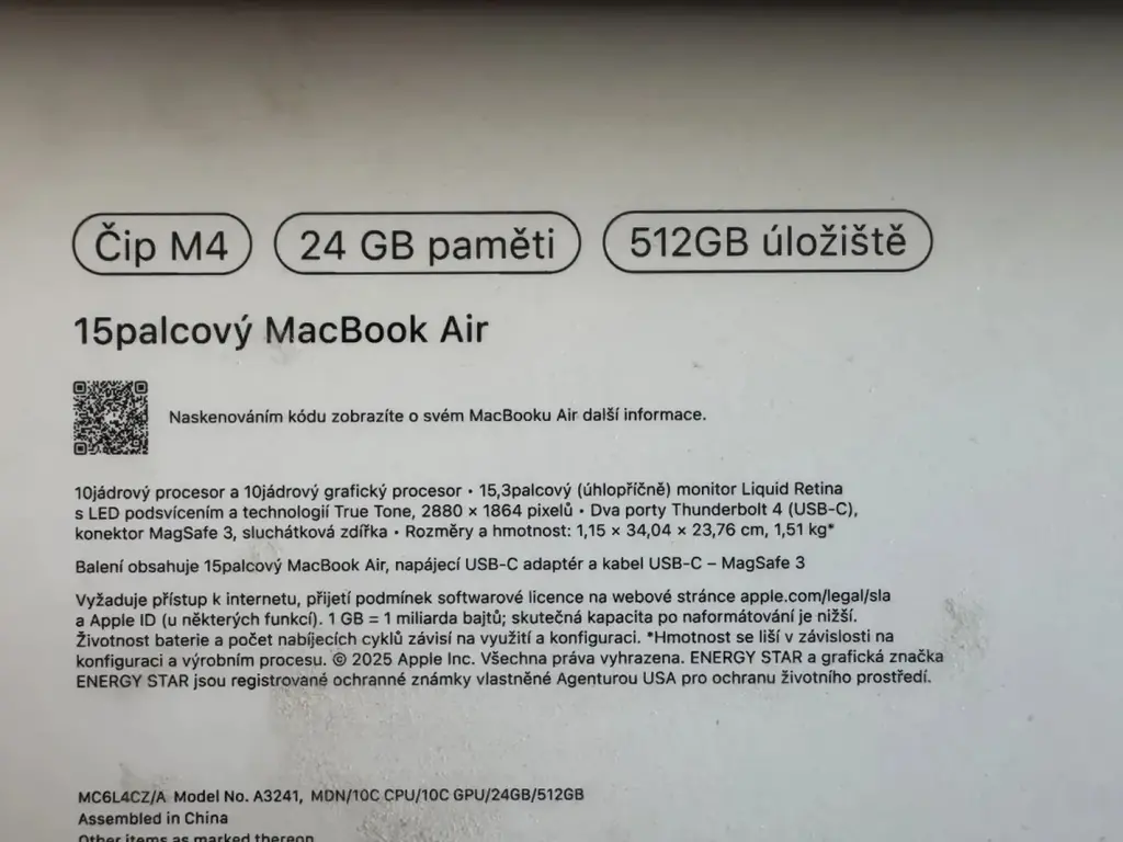 MacBook Air 15' 24 ГБ M4 512 ГБ
