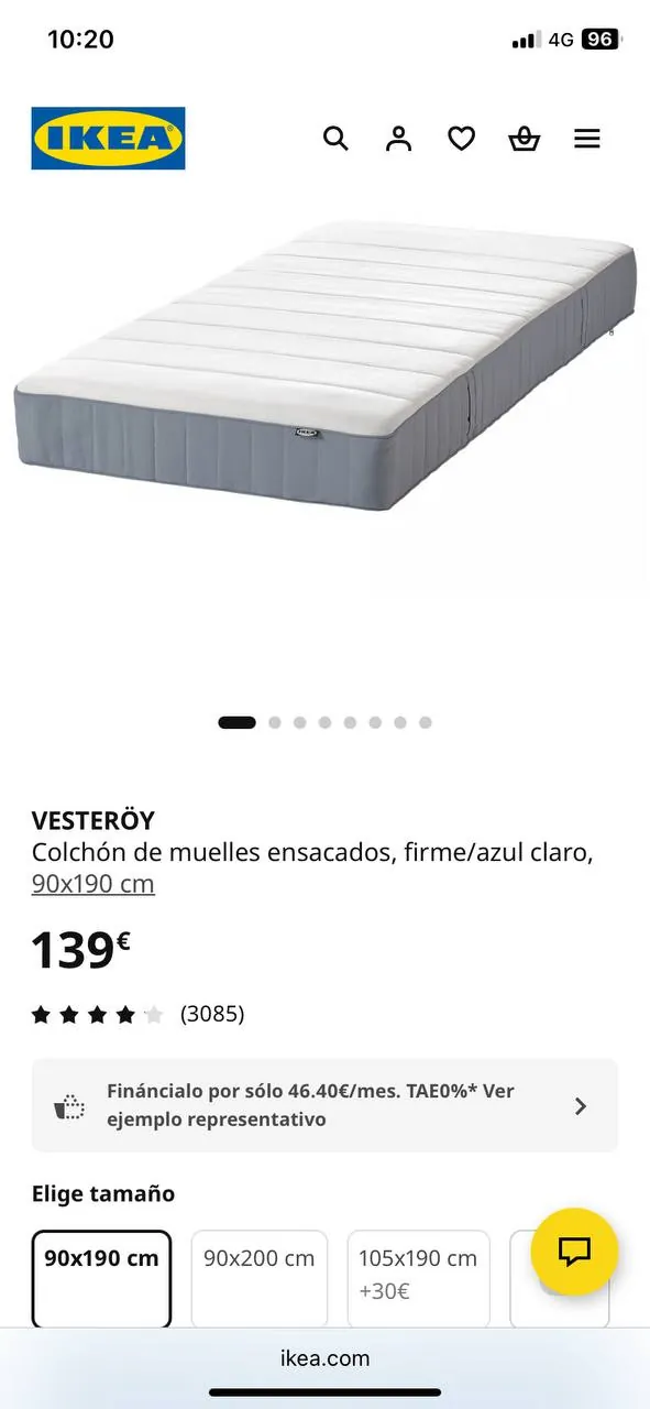 Продам матрас IKEA 90*190 как на фото