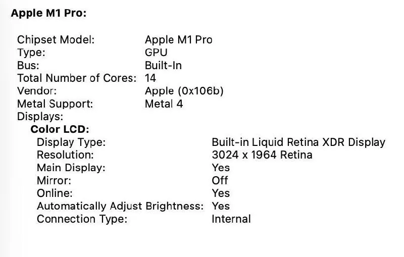 MacBook Pro 14″ M1 Pro (2021) – 16GB – 1 год гарантии – 900€