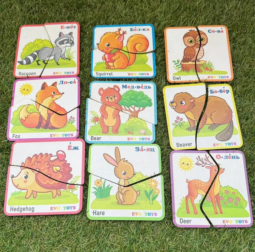 Детские деревянные пазлы половинки - 5€
