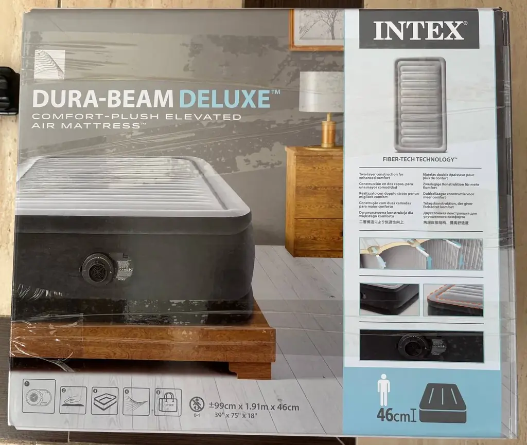 Продам удобный надувной матрас Intex со встроенным электрическим насосом, размер 99 см/191см/46 см(…