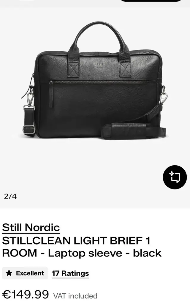 Still Nordic Leather Briefcase — чёрный