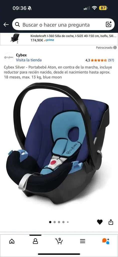 Автокресло Cybex с рождения до 13 кг, 40€