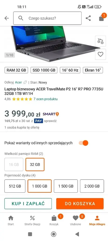 ИЩУ ЗАЙМ ПОД COSWHEEL T20 И Ноутбук Acer Travelmate P2 16 32GB RAM 1 TB SSD