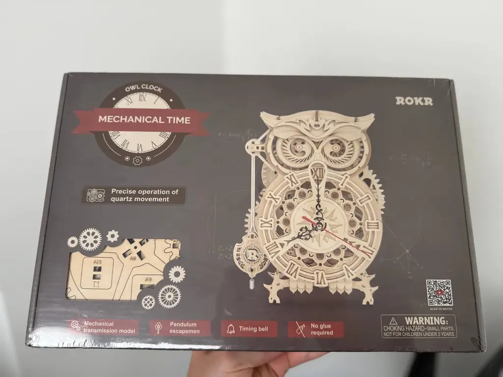 Продам деревянный 3D пазл - настоящие часы в виде совы с маятником