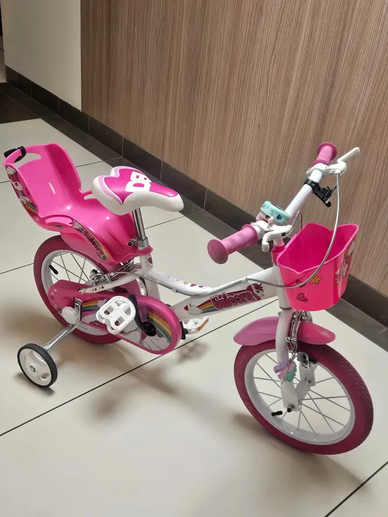 Продам детский велосипед 14 дюймов Dino Unicorn розового цвета, подходит для детей ростом от 90 до …