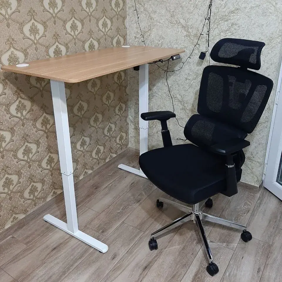 Стол с регулировкой высоты и ортопедическое компьютерное офисное кресло + монитор
