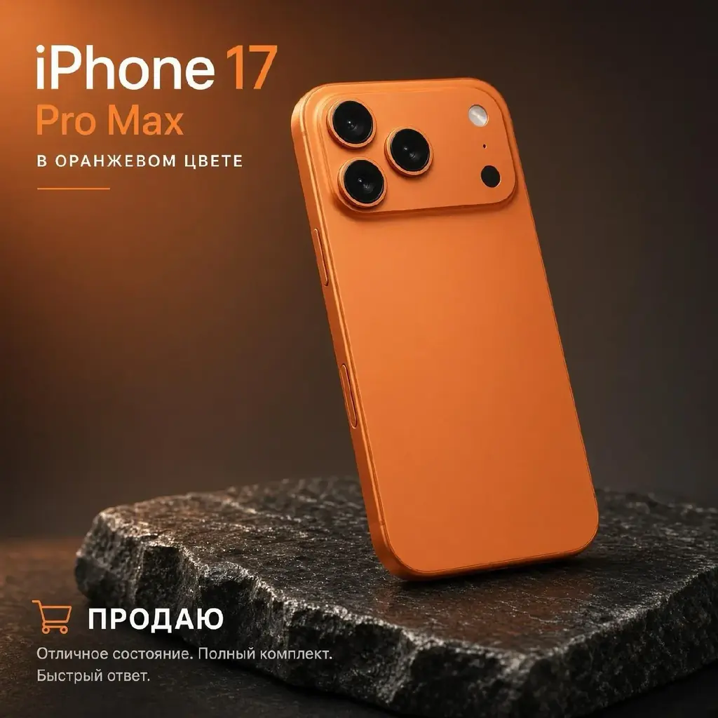 Продаю iPhone 17pro max 256 esim в оранжевом цвете.