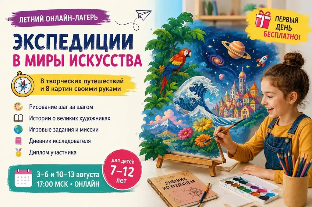 🧭🎨 ЛЕТНИЙ ОНЛАЙН АРТ ЛАГЕРЬ «Экспедиции в миры искусства»