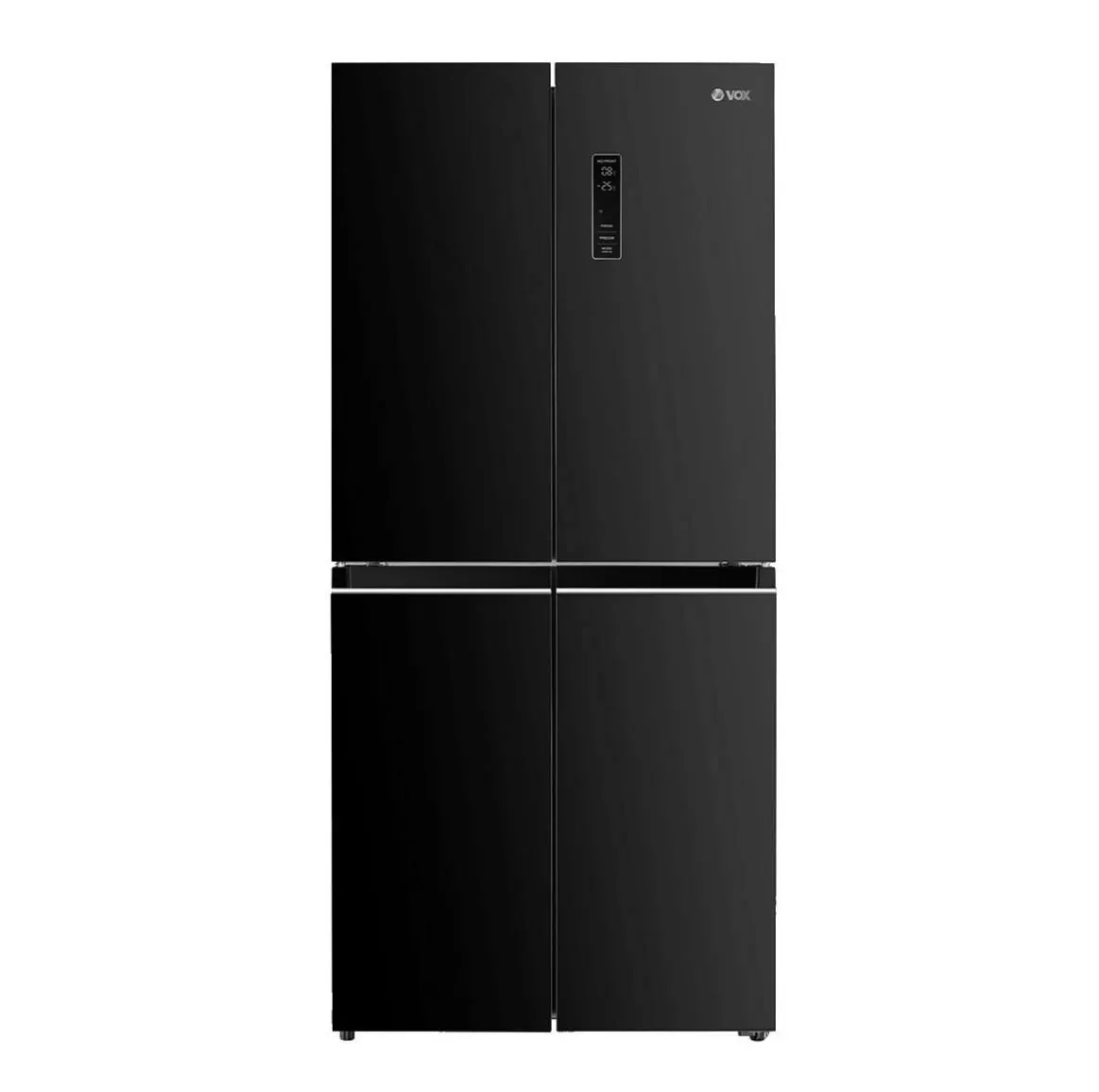 Продаётся чёрный четырёхдверный холодильник VOX FD458BLE