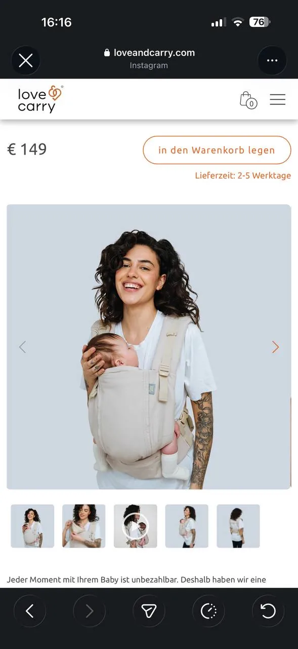 Переноска love carry 60€