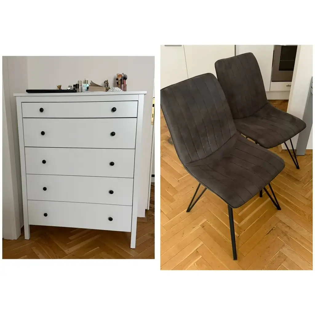 Добрый день. Продаю комод 70€, стулья по 15€, кровать 170€, шкаф -170€, стол 70€, книги (цена на фо…