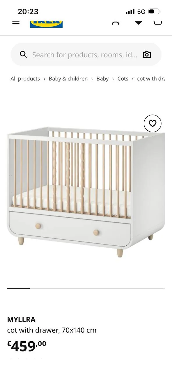 Продам кроватку myllra Ikea (без матраса). Несколько уровней высоты, две боковые стенки (высокая и …
