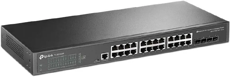 Продам коммутатор TP-Link TL-SG3428X — 24 порта Gigabit, L2+ управляемый, 4 слота 10GE SFP+, совмес…