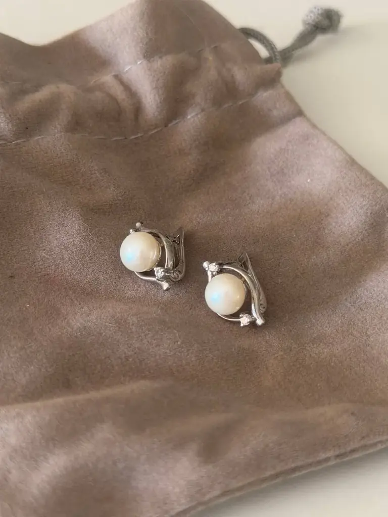новые серебряные серьги с искусственным жемчугом