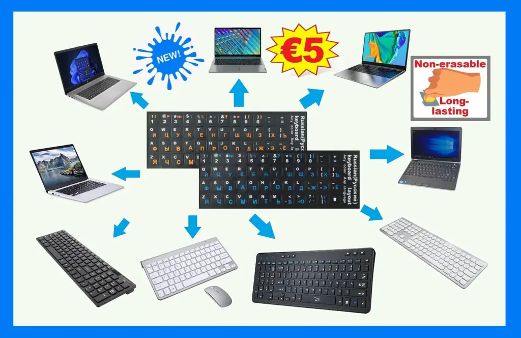Русский алфавит подходит для PC клавиатуры и ноутбуков. Включая Apple и LOGI (круглые). Прочный-"П…
