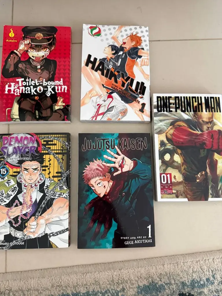 Коллекция манги – 5 томов (Hanako-Kun, Haikyuu, One-Punch Man, Demon Slayer, Jujutsu Kaisen)