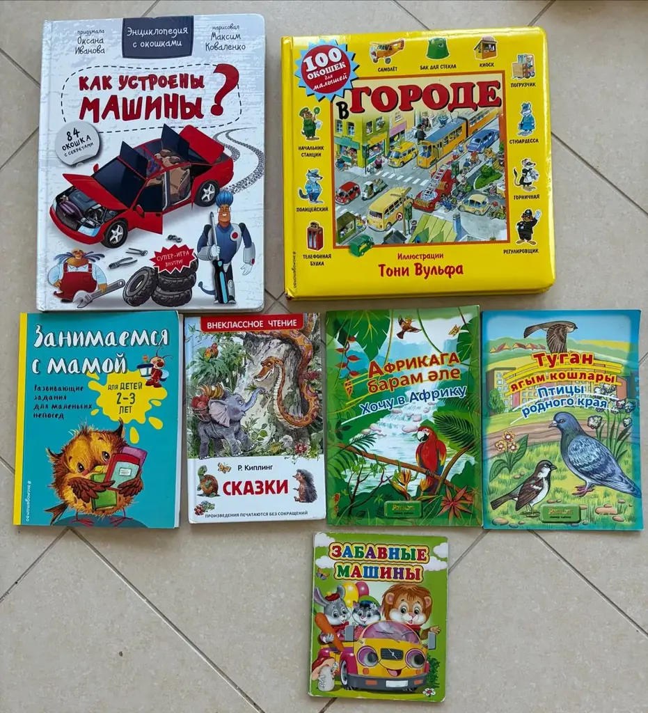 Все за 80aed, большие книги с окошками (окошки все на месте, пользовались аккуратно) по 30aed