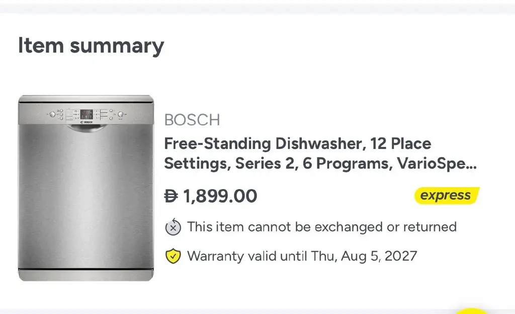 Продаю посудомоечную машину Bosch за 1000 аед. Абсолютно новая, в пленке, установили, но не подходи…