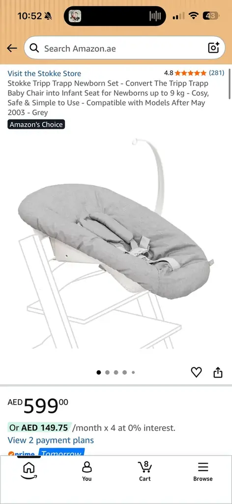 Серый комплект Stokke Tripp Trapp Newborn Set для новорождённого, ни разу не использовался. 200 дир…