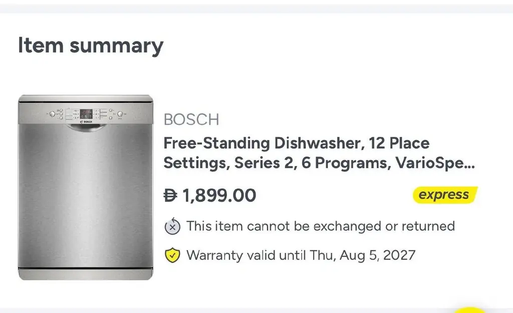 Продаю посудомоечную машину Bosch за 1000 аед. Абсолютно новая, в пленке, установили, но не подходи…
