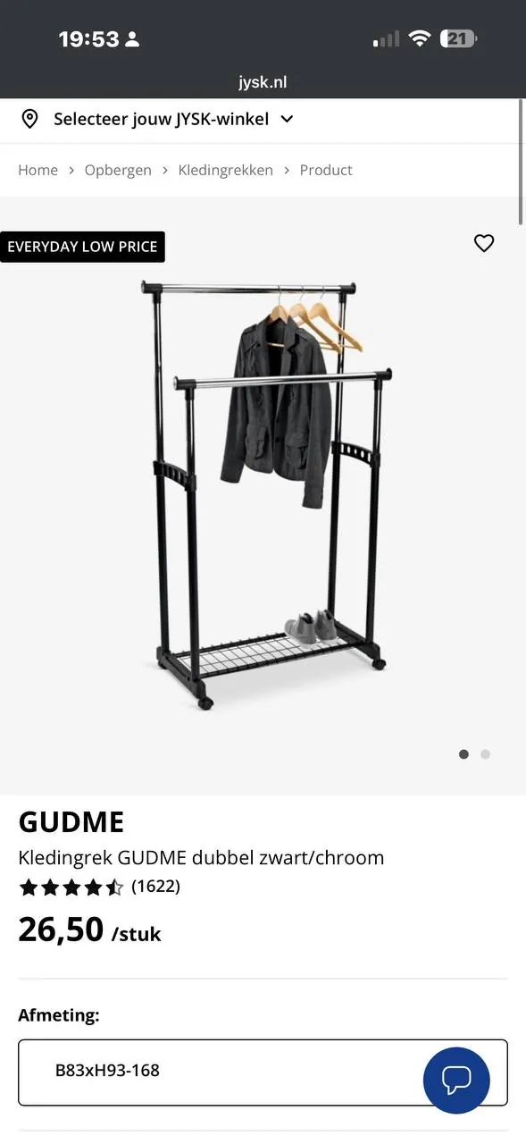 Selling this clothing rack for 10€. Slightly leans on one side. No package. Dm for pick up place