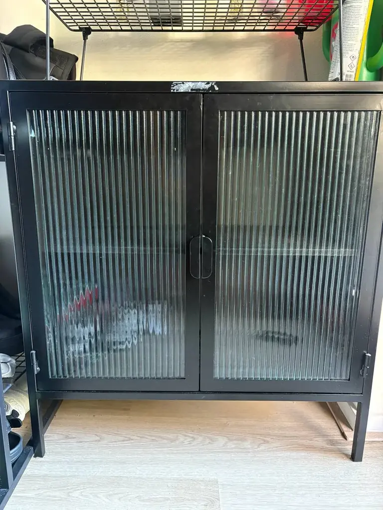 Xenos Black Cabinet with Glass Doors