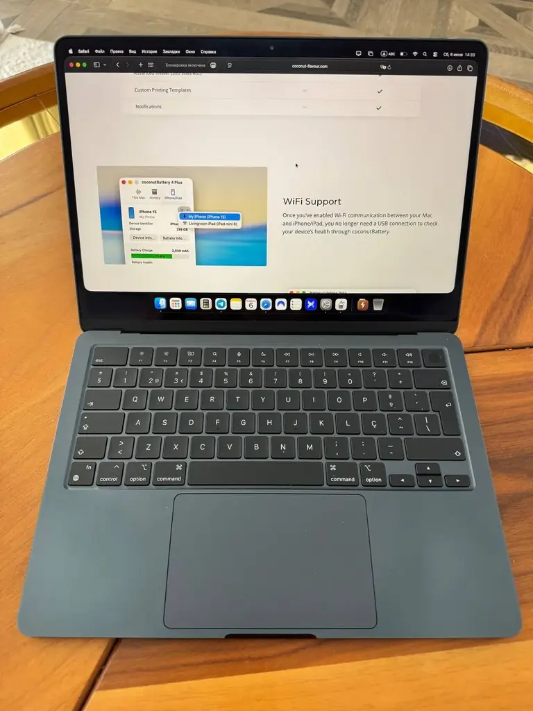 💻 MacBook Air M2 13” (Midnight) • 8/256GB • АКБ 88%. Состояние 9/10. Комплект: шнур, двойной БП 35…