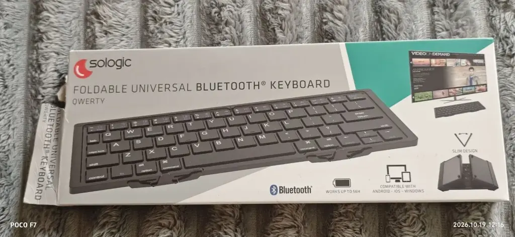 Складная беспроводная Bluetooth-клавиатура Sologic (QWERTY)