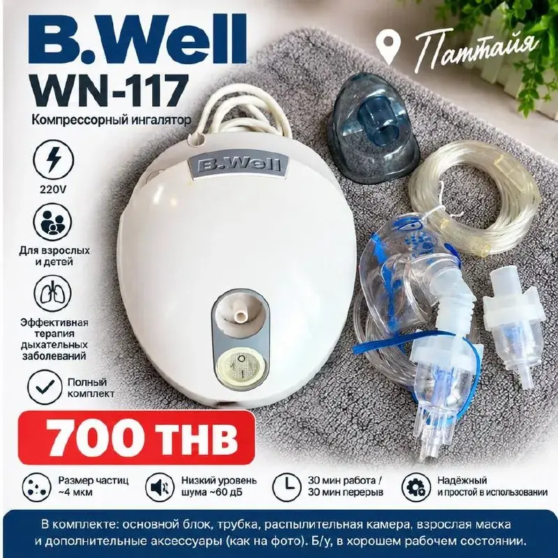 Ингалятор B.Well WN-117 — рабочий, полный комплект — 700 THB
