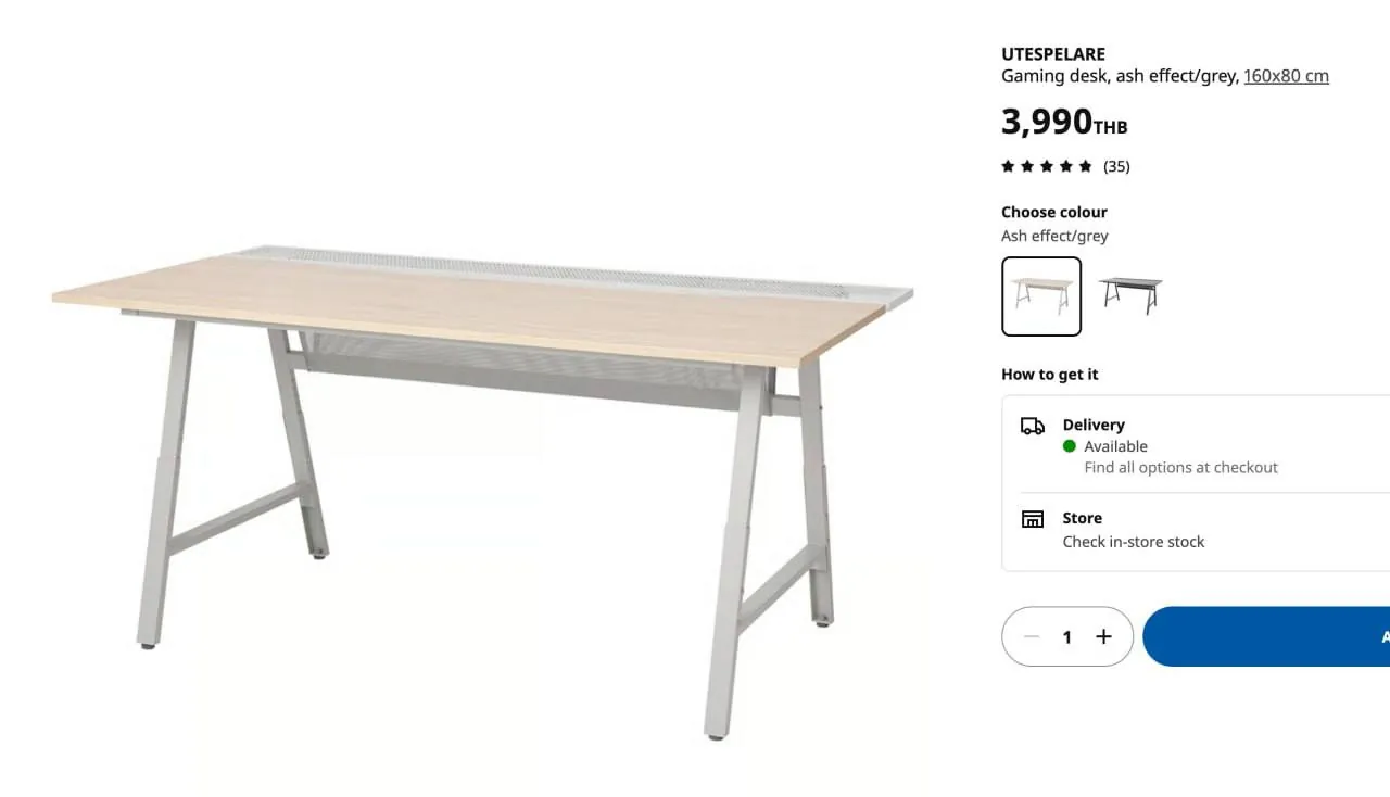 Продам рабочий/компьютерный стол IKEA UTESPELARE. Gaming desk, ash effect/grey, 160x80 cm. Отличное…