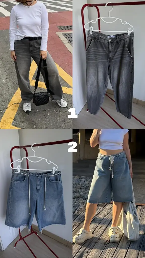 1. Джинсы Bershka серые. Оверсайз. Размер 38. Состояние 5/5. 500 бат