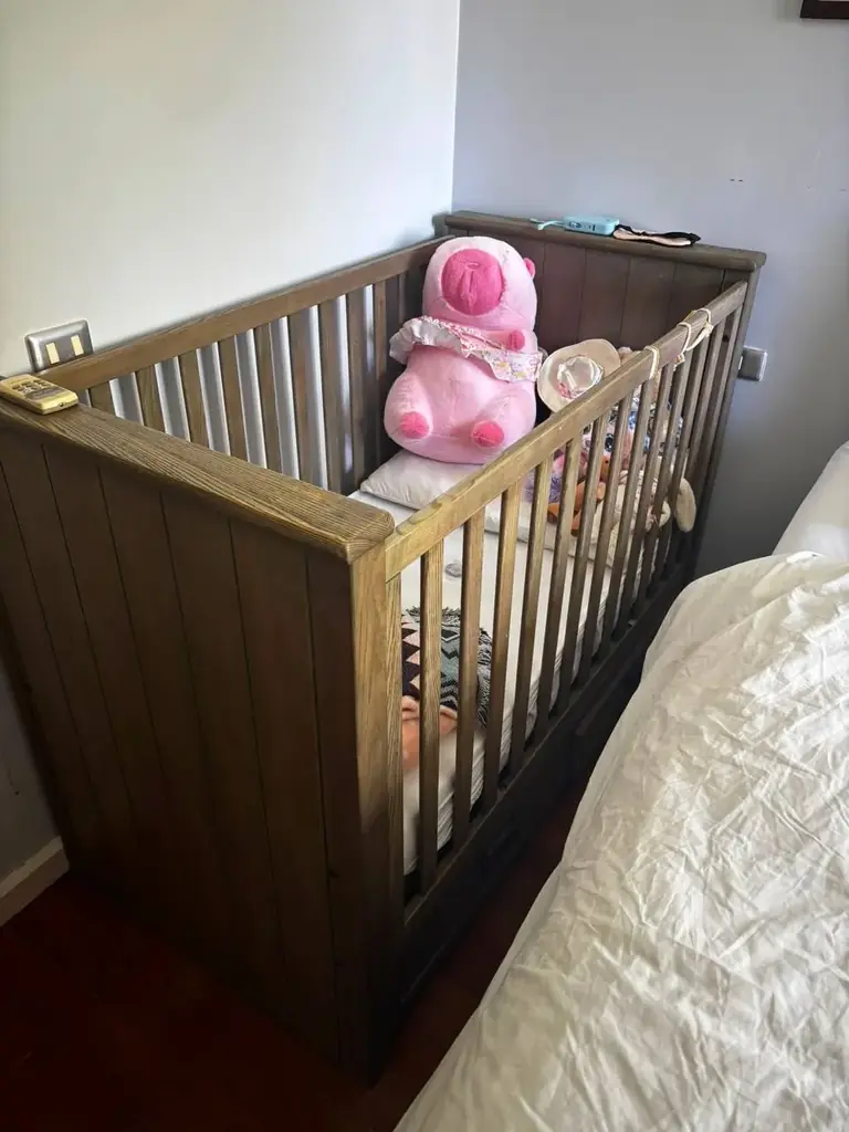 Selling our solid wood baby cot in good condition. Strong, sturdy, and well looked after.