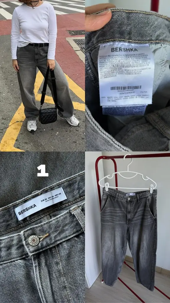 1. Джинсы Bershka серые. Оверсайз. Средняя посадка. Размер 38. Состояние 5/5. 500 бат